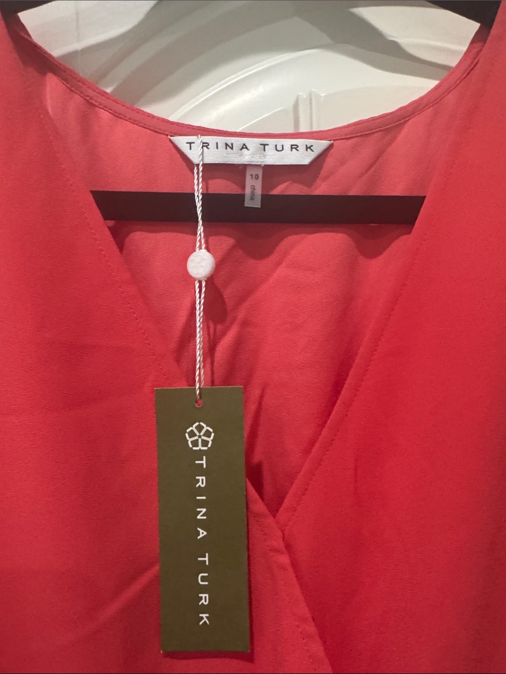Trina Turk Coral-orange Belted Dress, NWT, 10 - Picture 2 of 4